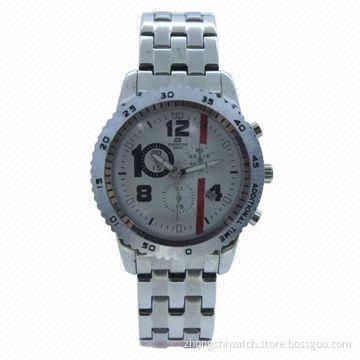 New Water Quartz Hour Dial Date White Silver Tone Sport Men Steel Wrist Metal Watch